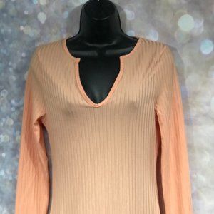 Boohoo | Peach Ribbed Bodycon Dress NWT